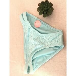 Malibu Dream Girl NEW Crochet Tab Side Light Blue Bikini Bottoms 14 swimsuit